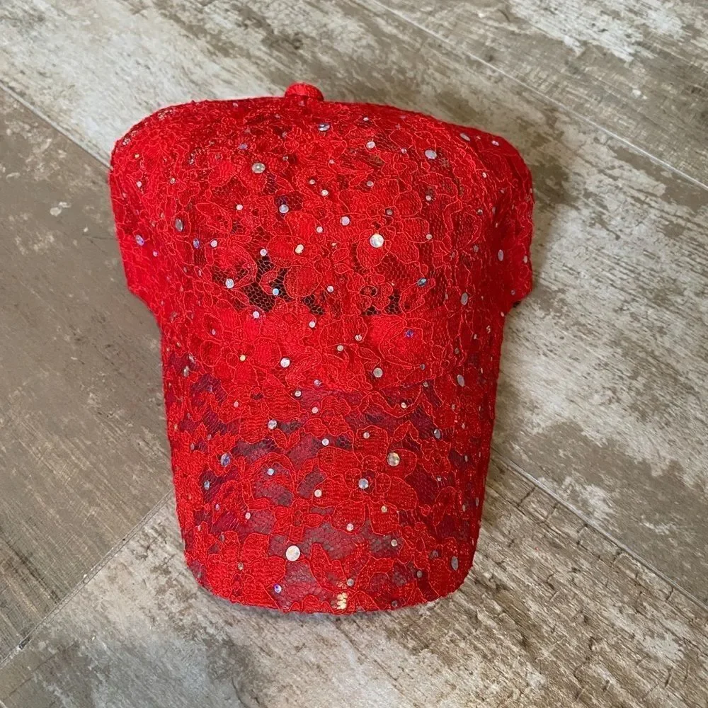 Lace Hat Available in red, lavender & pink